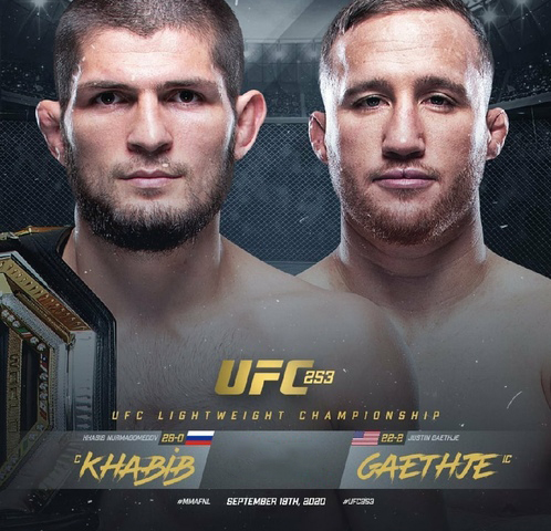 Бой Хабиб Нурмагомедов vs. Джастин Гэтжи на турнире UFC 253